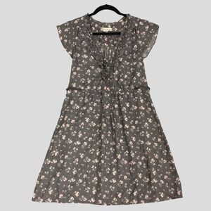 American Eagle Floral Mini Dress Small Grey Raw Edges